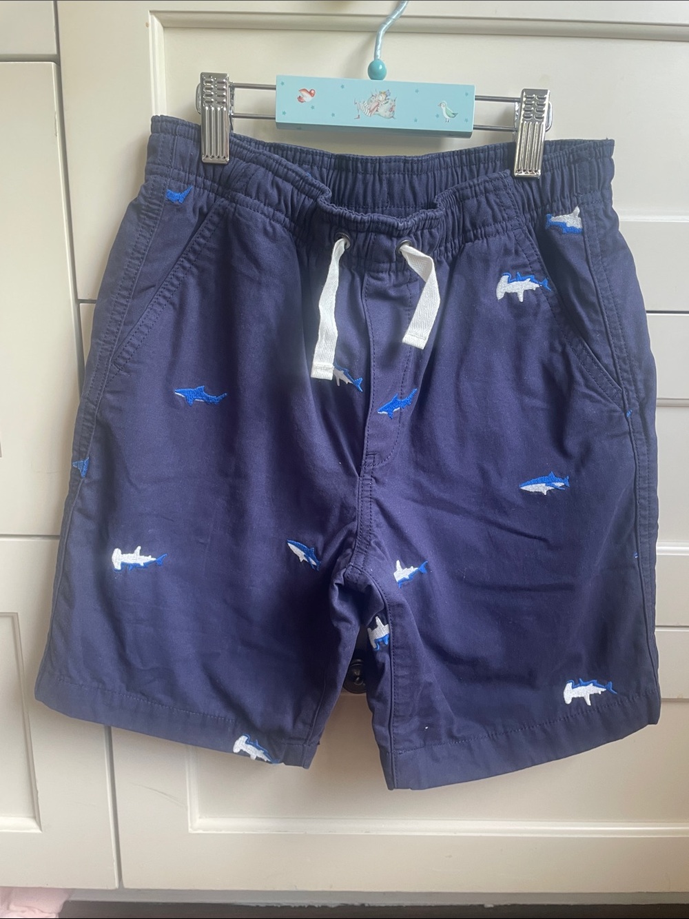 Hanna Andersson Navy Shorts with Shark Embroidery